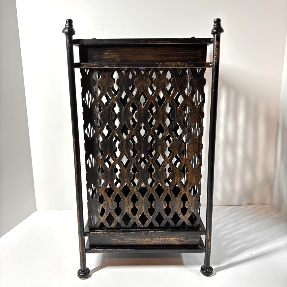 Bronze Metal Umbrella Stand, Lattice Design, Removable Drip Pan‎ 16.5